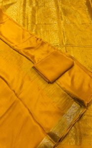 Pure Banarasi Fabric Yellow Mustard Colour Lovely Designer Suit