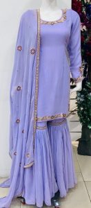 Georgette Fabric Light Lavender Colour Customize Sharara Suit