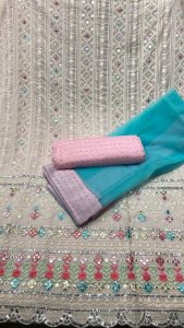 Masleen Fabric  Cream Colour Printed Casual Wear Suit