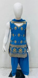 Georgette Fabric  Sippy Work  Powder Blue Readymade Salwar Suit