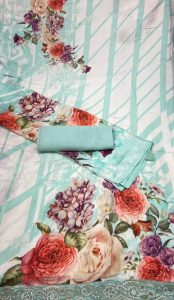 Masleen Fabric Sky Colour  Printed Casual Wear Suit