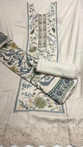 Pashmina Fabric  Cream Colour Casual Wear Suit