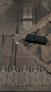 Shimmer Fabric Bottle Green Thread Work Designer Suit