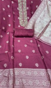 SILK FABRIC WINE COLOUR PARTY WEAR SUIT