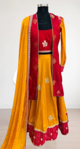 Fabric Banarasi Yellow Hot Pink Contrast Lehenga With Shrug