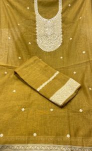 Cotton Fabric Yellow Mustard Colour Printed Casual Wear Suit