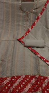 Shimmer Fabric Pista Colour Designer Suit