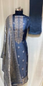 FABRIC BANARSI SILK GREY COLOUR CASUAL WEAR SUIT