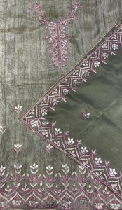 Shimmar Fabric Mehandi Colour Lovely Gotta patti  Suit