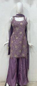 Silk Fabric Lavender Colour Readymade palazo suit