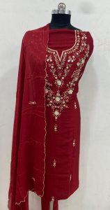 Khadi Silk Fabric Maroon Colour Lovely Designer Suit