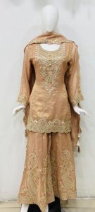 Shimmer Fabric Peach Colour Readymade palazo suit