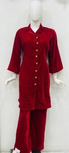 velvet Coord set Mehroon Colour
