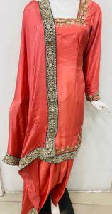 Fabric Pure Silk Peach  Cutomize Salwar Suit
