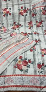 Masleen Fabric Grey Printed Work Casual Wear Suit