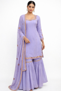 Georgette Fabric Light Lavender Colour Customize Sharara Suit
