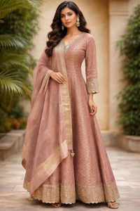 Shimmer Fabric Onion Colour party wear Readymade Long Dress