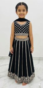 Chinon Fabric Black Colour Sippy Work Readymade Lehenga Choli