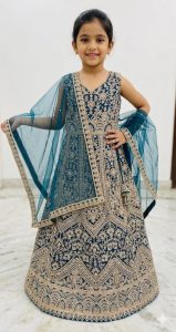 Net Fabric Peacock Colour Party Wear Readymade Lehenga Choli