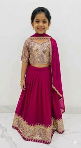 Georgette Fabric Wine Colour Sippy Work Readymade Lehenga Choli