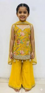 Georgette Fabric Yellow Colour Readymade plazo suit