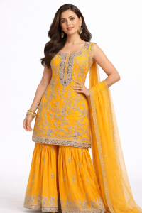 Readymade Sharara suit ,Yellow  Colour,Georgette fabric