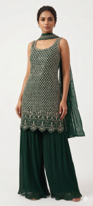 Readymade suit, Bottle green color and Georgette fabric