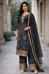 Readymade plazo suit, Black colour,Georgette fabric