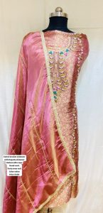 Unstitched suit,Onion pink Colour,Brocade Shimmer fabric