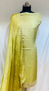 Unstitched suit, Parrot Colour,Shimmer fabric