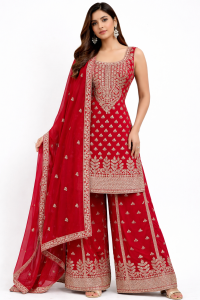 Readymade Plazo with kurti,Magenta colour,Georgette fabric