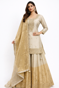 Readymade plazo with kurti,Golden colour, Shimmer fabric