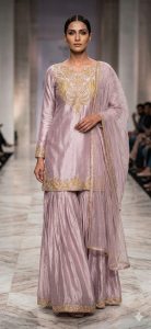 Readymade Sharara suit, Lavender colour,Chinnon fabric