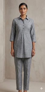 Readymade  cored set,Grey  colour, Ryon fabric