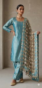Farshi salwar with shirt , Powder blue colour, Shimmer fabric