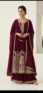 Anarkali kurti  With plazo, Wine Color, Georgette