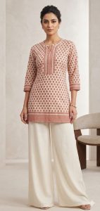 Readymade Corred set , Ryon fabric, Cream Colour