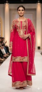 Readymade sharara suit, Hot pink colour, Chinnon fabric