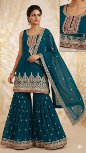 Readymade Sharara suit,Peacock Colour,Georgette Fabric
