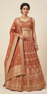 Bnarasi Lehnga , Rust Colour, Shimmer fabric