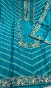 Unstiched Suit, Fabric Khdi Silk, Bnarasi Work, Color Firozi