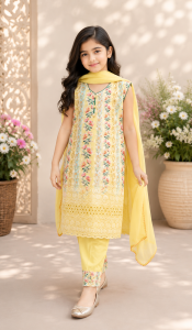 Readymade Salwar Suit,Fabric Cotten, Printed Work,Color Lemon
