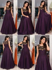 Readymade Long Dress,Fabric Silk,Zarkan Work,Color Purpel