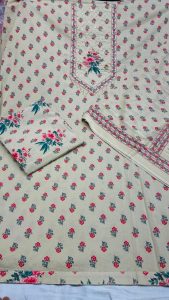 Unstitched Suits,Fabric Cotten,Printed Work,Color Pista Green
