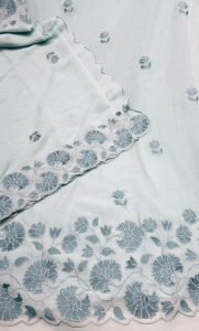 Unstitched Suit,Fabric Cotten,Thread Work,Color Powder Blue