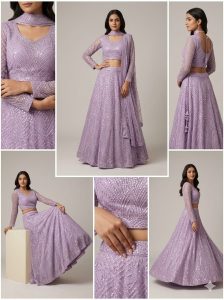 Lehanga Choli,Fabric Net,Stone Work,Color Levender