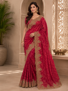 Saree,Fabric Banarsi,Gotta Pati,Color Majanta