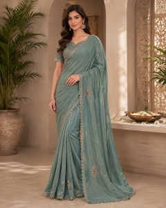 Saree,Fabric Organsa,Designer,Color Pista