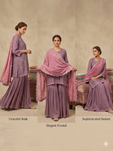 Readymade Suit,Fabric Georgette,Hand Work,Color Purpel