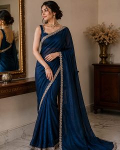 Saree,Fabric Tissu,Work Stone,Colour PeaCock.